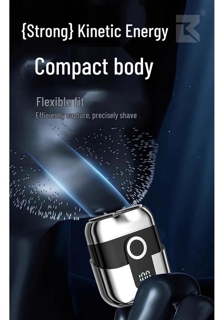 Electric Shaver Charger - Men's Portable Mini Magnetic Razor, Washable Head