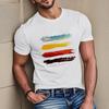 Mens Crew Neck Short Sleeve T-Shirt With Colorful Brushstroke Stripe Print Casual Sporty Tee