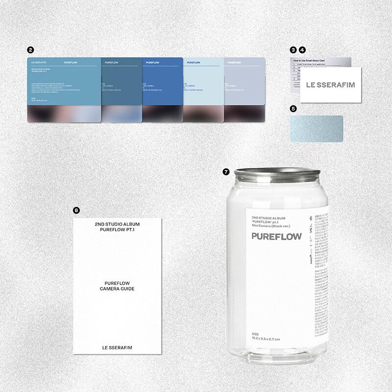 [PRE ORDER] LE SSERAFIM – 2nd Studio Album PUREFLOW pt.1 (Mini Camera Ver. Black Ver.)