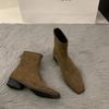 Damenschuhe  Hochwertige Mid-Calf Damenstiefel Mode Reißverschluss hinten Moderne Stiefel Damen  Einfarbige Schuhe für Damen