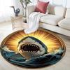 Great White Shark Round Area Rug,Carpet Rug for Living Room Bedroom Sofa Playroom Decor,Non-slip Floor Mat