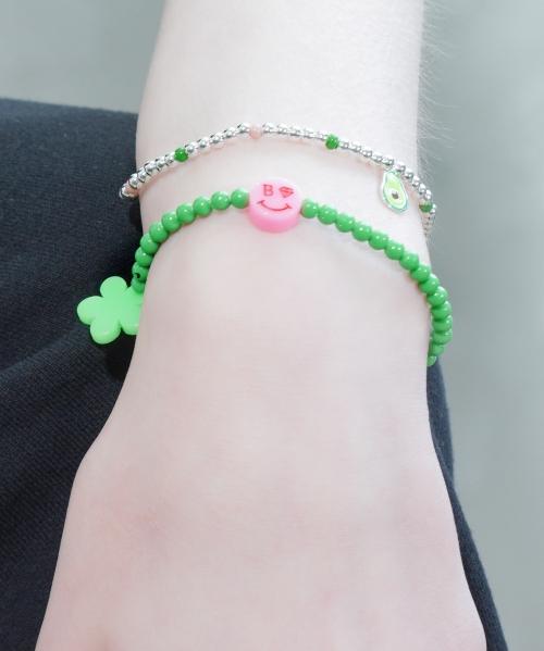 Bonbeau Aloha Color Acrylic Ball Bracelet Color Smile And Flower Charm Point Acrylic Ball Bracelet