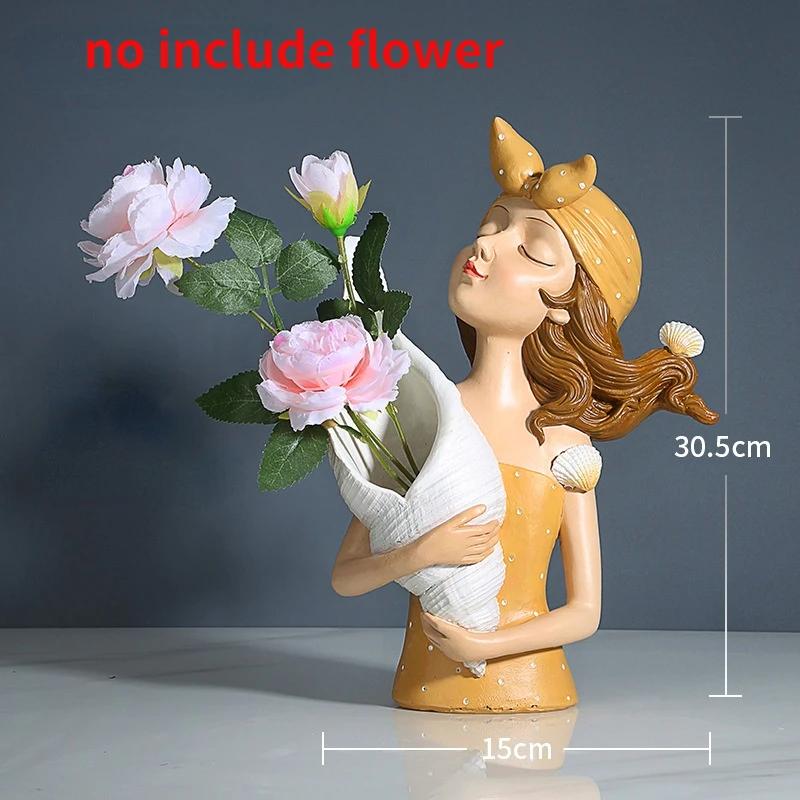 Nordic Girl Figurine Decoration Holding Desk Storage Tray Makeup Organizer Holder for Keys Candy Jewelry Home Living Room Decor