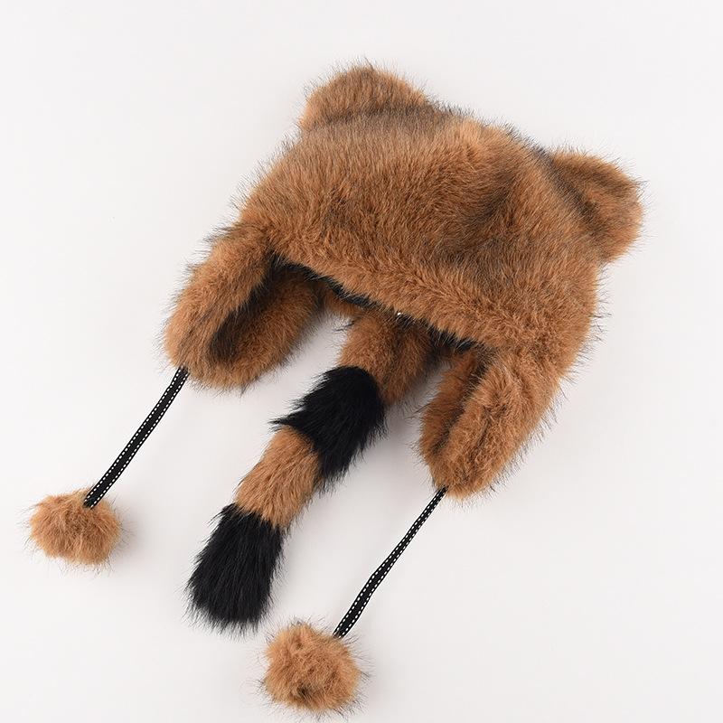 Little Raccoon Ear Hat Imitation Fur Raccoon Fur Hat Men and Women Autumn and Winter Warm Children Cute Hat