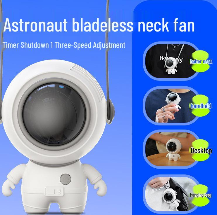 Astronaut USB Mini Bladeless Neck Fan - Portable Handheld Spaceman Cooler