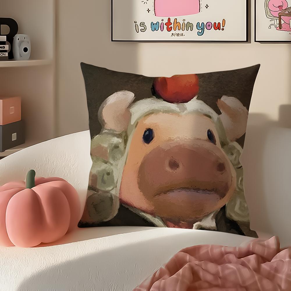 Cartoon Character PParty Animals Cushion Cover Pillowcase Short Plush Invisible zipper Room Sofa Cushion Cover