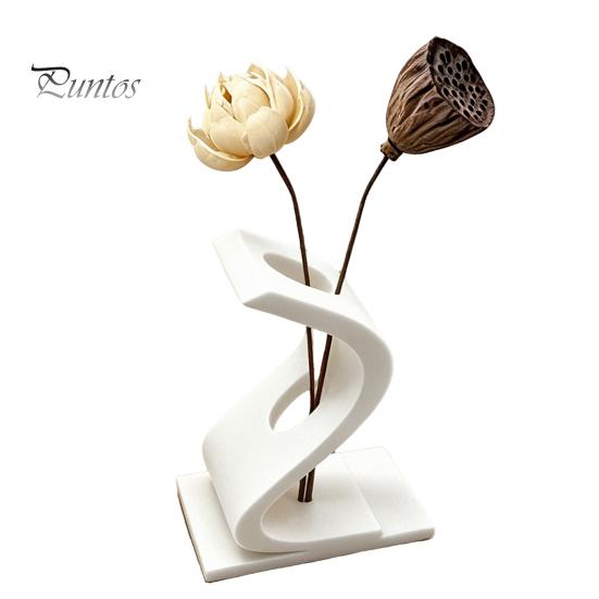 Handmade Carved Decor 3D Printed Curved Flower Arrangement Stand, Minimalist Holder Ornament, Bedroom Desk Accessory Creative Artistic Table