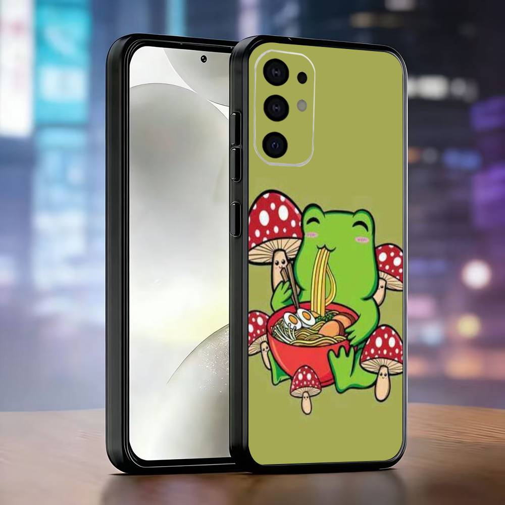 Herbst-Pilz-Frosch Handyhülle Für Samsung S25,S24,S21,S22,S23,S30,Ultra,S20,Plus,Fe,Lite,Note,10,Schwarze Hülle