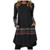 Women's Casual Fashion Spring And  Long Sleeve Round Neck Printed Dress