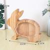 Wooden Animal Piggy Bank Transparent Cat Elephant Dinosaur Wood Carving Piggy Bank Children Piggy Bank Storage Jar Desktop Decor