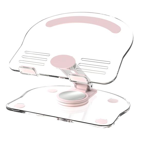 

Clear Acrylic Tablet Stand 360-Degree Rotation Height Adjustable Tablet Holder Universal Foldable Desk Stand Tablet рожевий