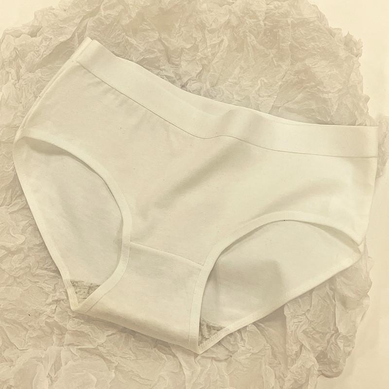 Comfortable Cotton Women s Panties Soft Breathable Mid Waist Seamless Triangle Underwear White,M