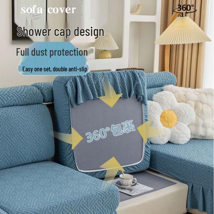 Four Seasons Universal Non-Slip Sofa Cover - Full Wrap, Simple Design for Living Room