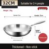 ZISIZ 32CM Flat Bottom Non-stick Wok
