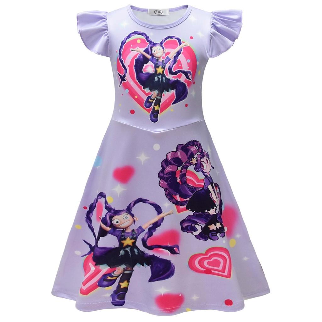 

26268 Kids Girls Lily Lovebraids Clown Printed Sleeveless A Line Princess Dress 110cm фиолетовый