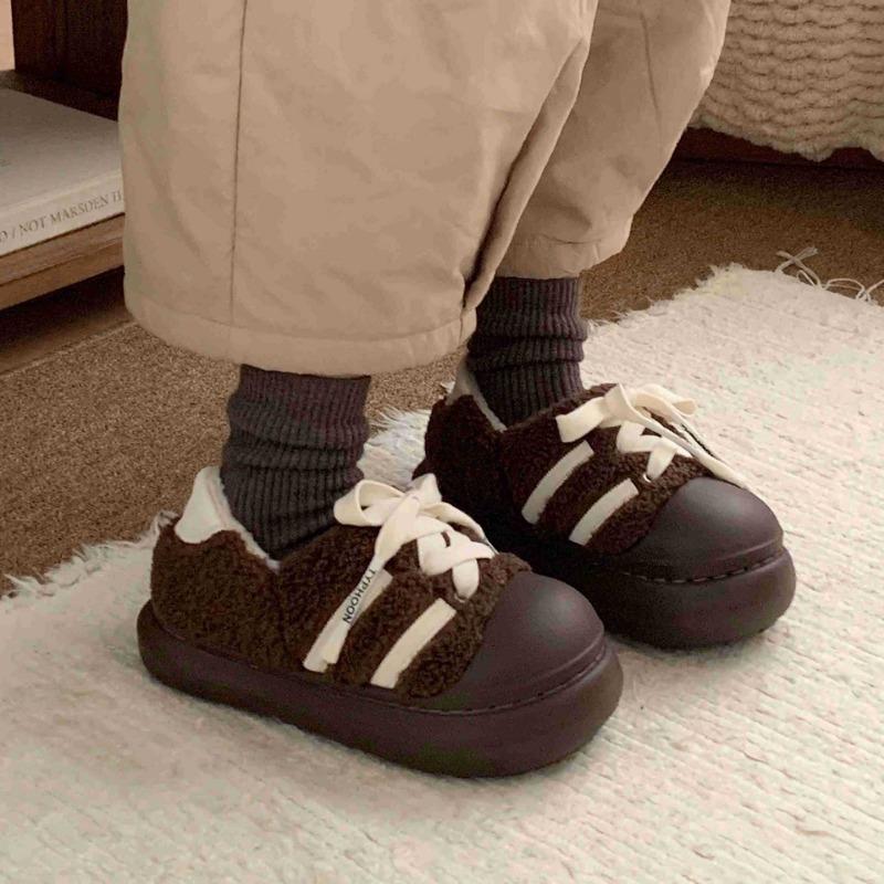 

Носите повседневную и универсальную хлопковую обувь, женскую обувь, утолщенные кеды и удобные пушистые туфли-хлебушки для верхней одежды 40-41 темно-коричневого