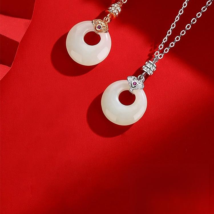 Ping An Buckle Necklace Female Compact Waist Ruyi Pendant Chinese Style Guochao Clavicle Chain For Girlfriend Premium