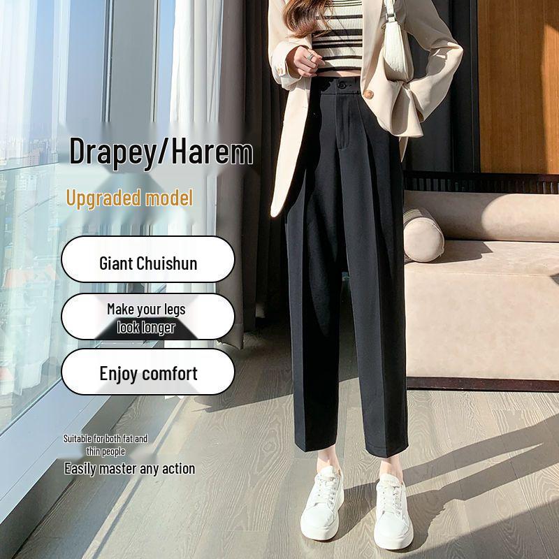 

Women s High Waist Slimming Fleece-Lined Straight-Leg Harem Pants for Winter 2XL up to 130 jin