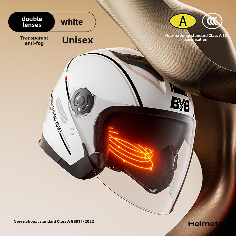 BYB A-Class 3C Certified Universal Helmet with Anti-Fog Dual Lens for Motorcycle/Electric Vehicle (Four Seasons).