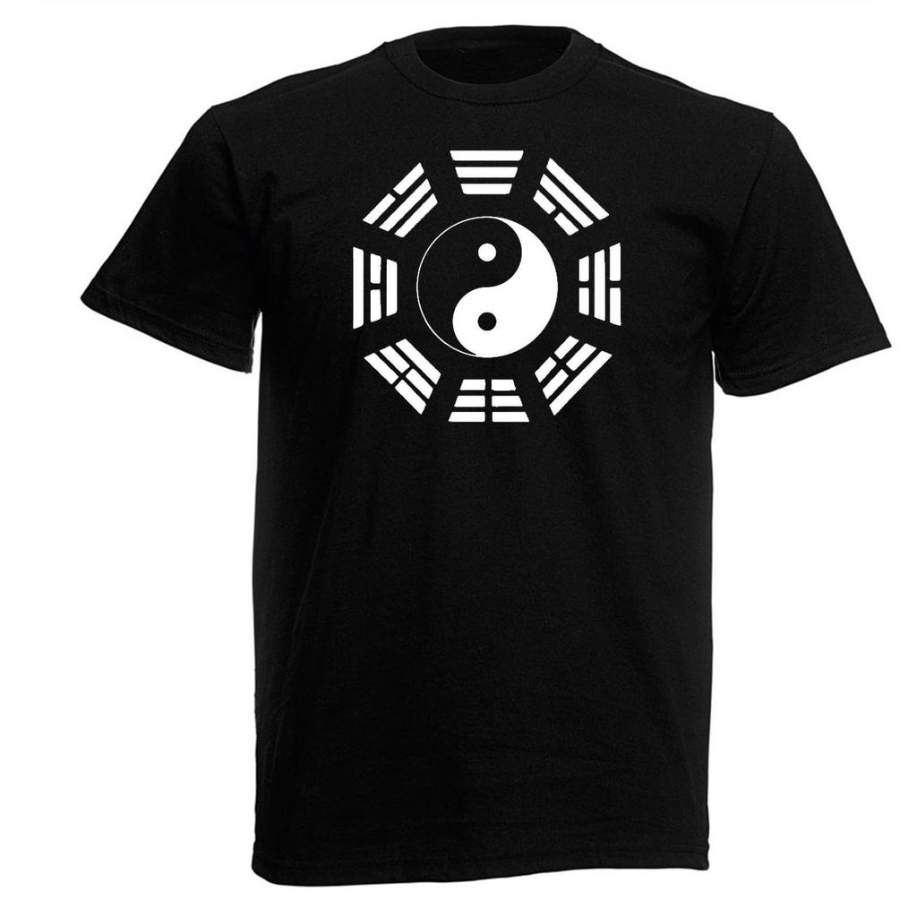 Mens Iching Jung Hexagrams I Ching Yin Yan Tai Chi Black Unisex TShirt Casual Vintage Cotton Streetwear Ropa Hombre Oneck