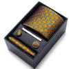 Cravatta Uomo Sposo Matrimonio Compleanno Regalo Per Ragazzi alla Moda Formale Casual Cravatta Asciugamano da Taschino Set Scatola Regalo