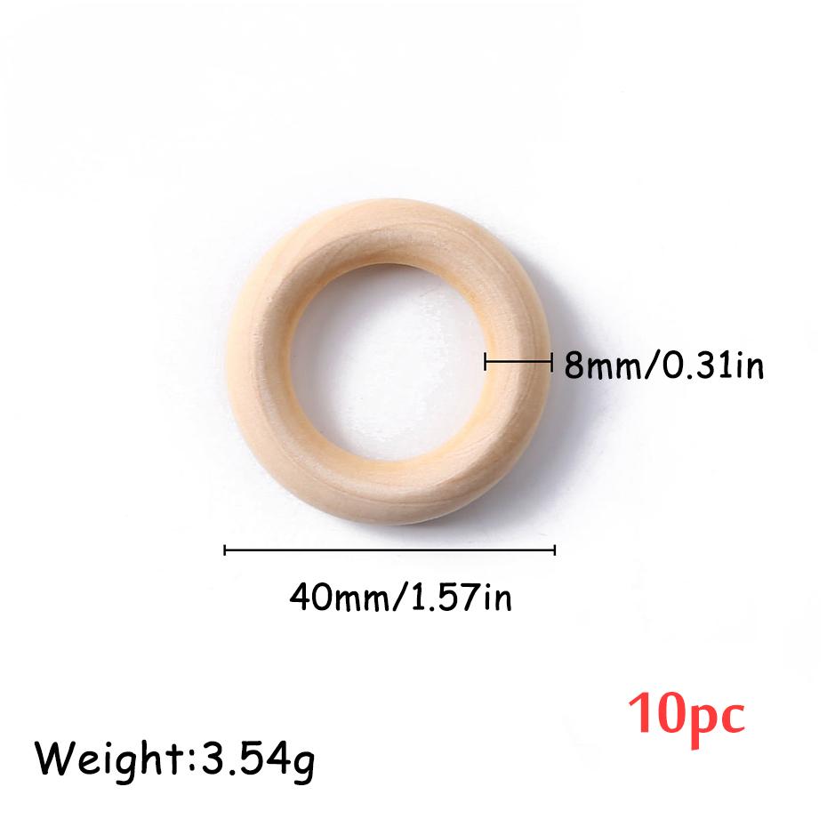 5Pc 70Mm Natural Baby Wooden Teething Rings Teether Wooden Baby Teethers Baby Accessories For Kids Diy Crafts Children Goods Toy