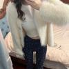 White Long Sleeved Jacket Women's Spring Sweater Autumn New Small and Short Loose and High-end Cardigan Top
