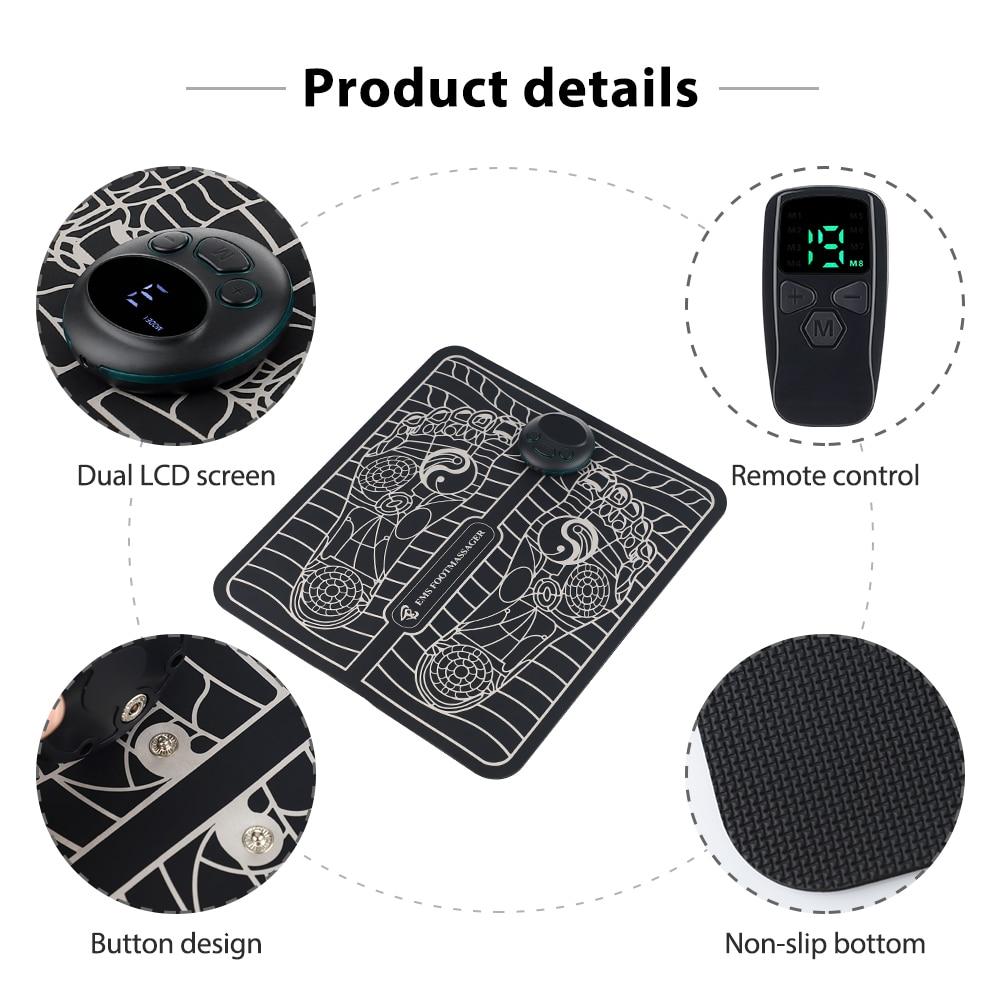 Wireless EMS Electric Foot Massager Pad For Blood Circulation 8Mode 19 Intensity Pain Relief Leg Massage Machine Acupressure Mat