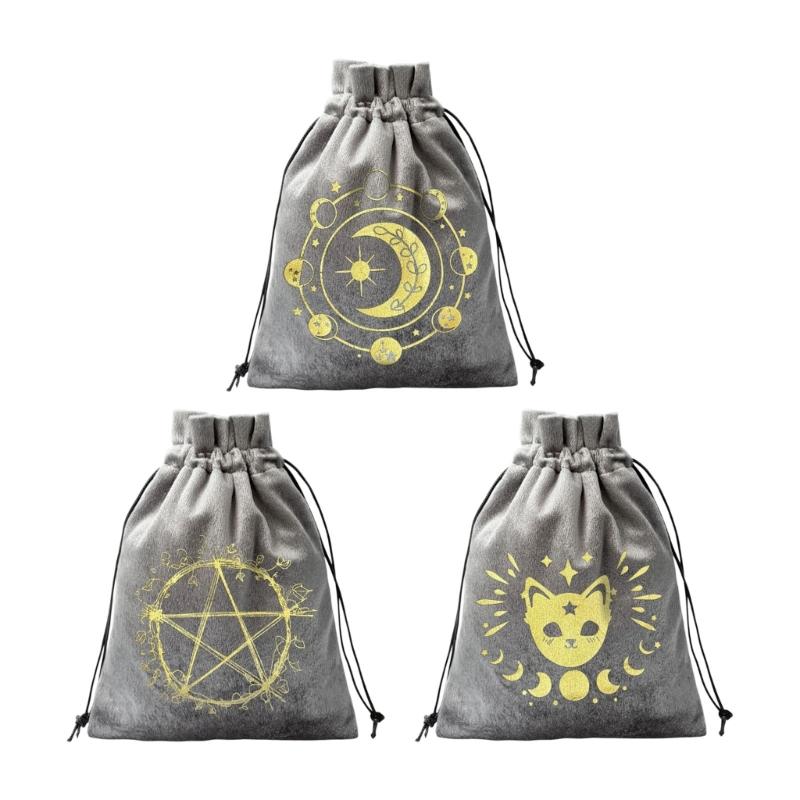 Velvets Tarots Card Storage Bag With Elegant Silk Screen Print Jewelry Pouches for Safe Storage And Stylish Carry