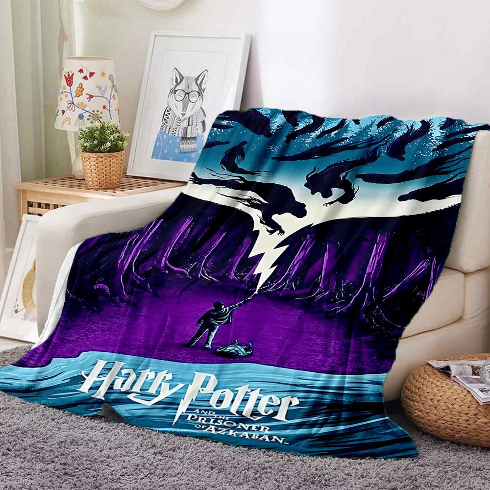 1pc Harry Potter Flannel Throw Blanket - HD Printed Lightweight Soft Warm All-Season Blanket for Sofa, Bed, Travel, Camping 095