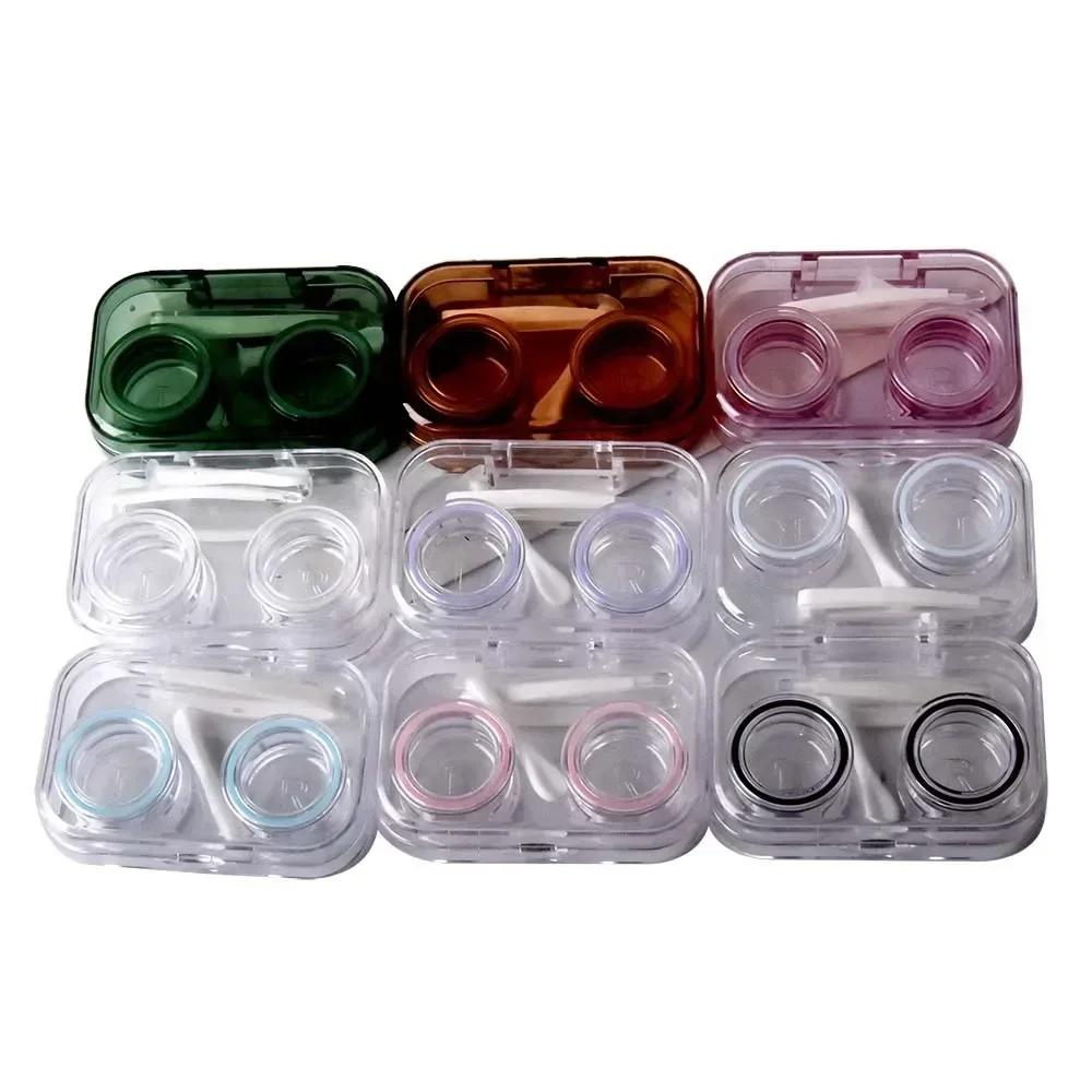 Mini Transparent Cute Portable Contact Lens Case with Tweezer Suction Stick Set for Travel Kit Holder Contact Lenses Box