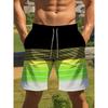 Fashion Striped Pattern Beach Shorts For Men Summer Retro Holiday Vacation 3D Printed Short Pants Loose Breathable Swim Trunks