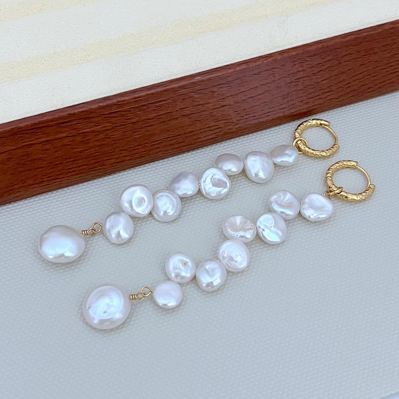 Elegant Baroque Freshwater Pearl Detachable Long Earrings