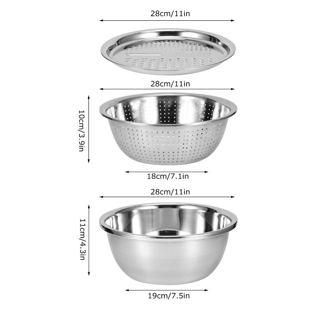 3Pcs Three-in-one Grater Bowl Multifunctional Washing Basin Practical Slicing Disc  Kitchen