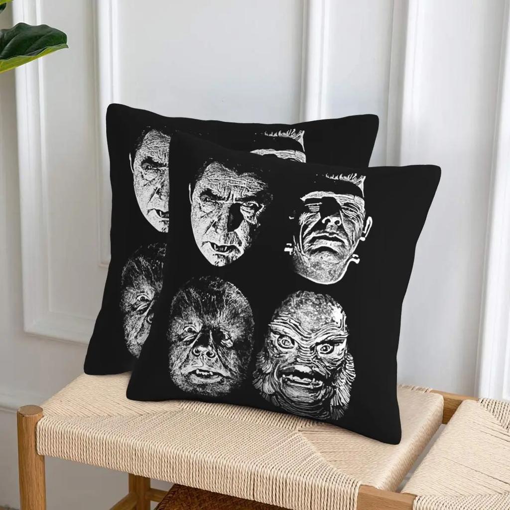Universal Studios, Monsters,Dracula, Wolfman, Frankenstein 2 Pcs Square Pillowcase Pillow Cover Cushion Throw Pillow For Home