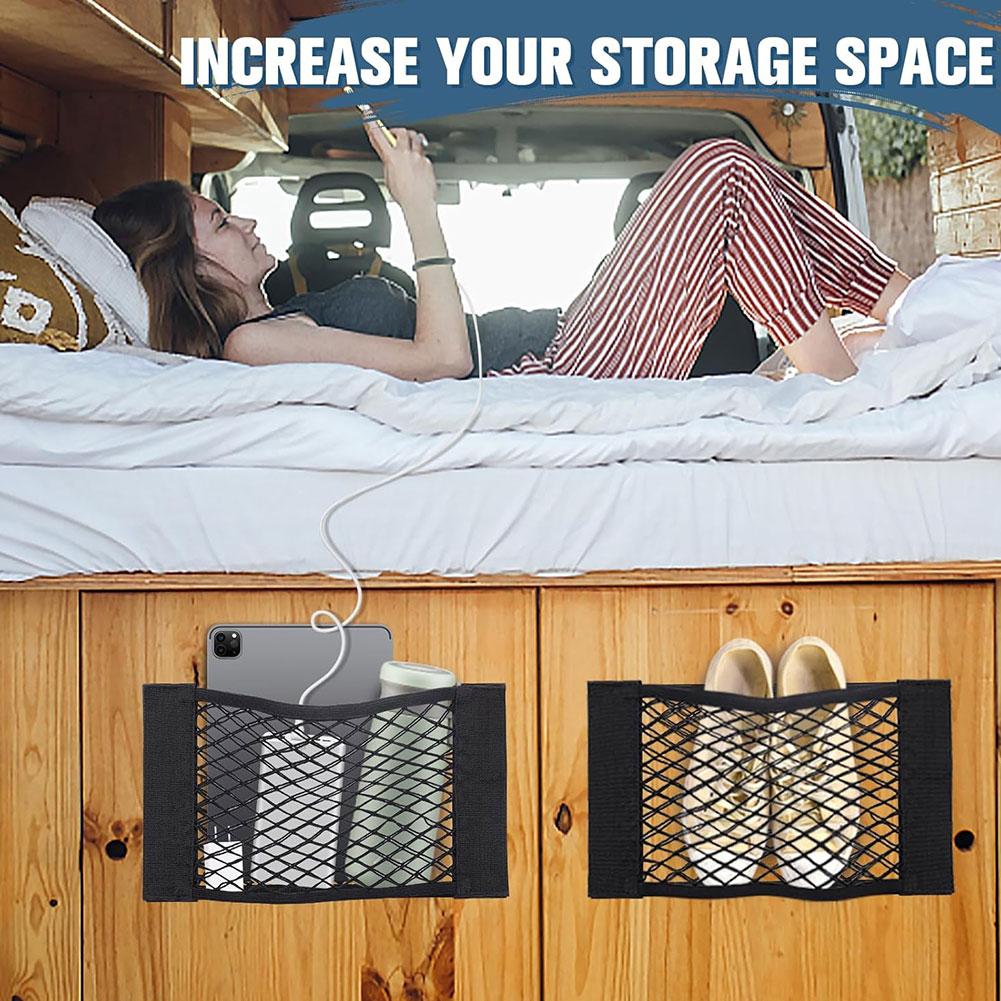 Extra Large Elastic Storage Net Car Back Rear Trunk Storage Net Seat Elastic String Net For Cargo Van Motor Home Mobile 25x50cm