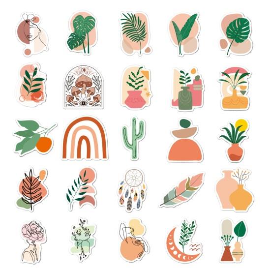 

50 шт. богемные художественные наклейки с героями мультфильмов, водонепроницаемые, устойчивые к выцветанию, сделай сам, наклейки для ноутбука, багажа, скейтборда, телефона, чемодана