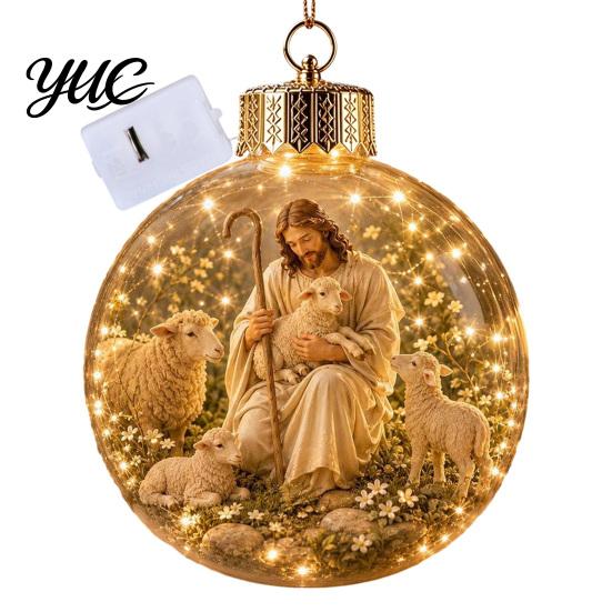 Illuminated Faith Based Decor Christian Scripture Keepsake, Light Up Religious Hanging Ornament with Bible Spiritual Encouragement Home Verse,
