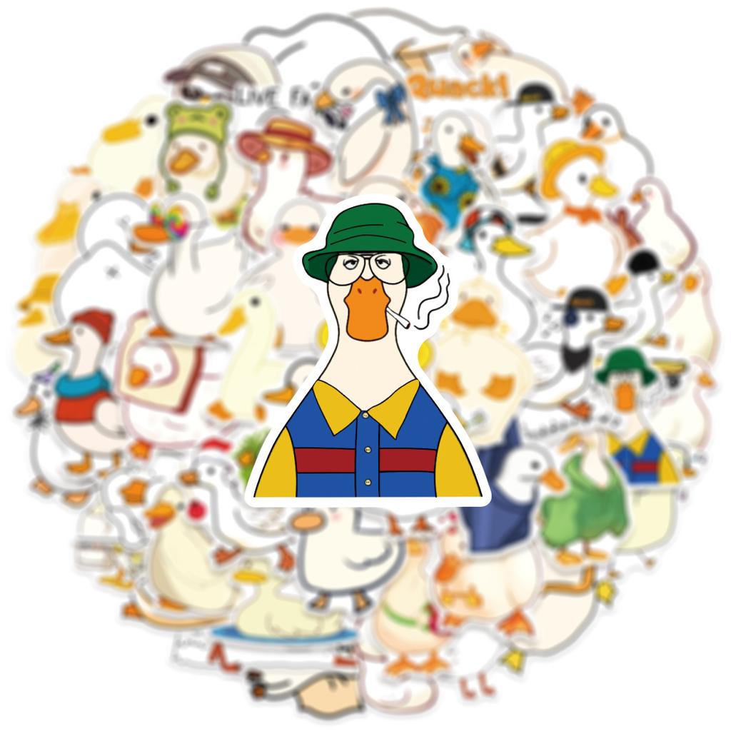 50/100PCS Cartoon Cute Duck Stickers Creative Sketches DIY Phone Cases Desktop Storage Box Stationery Decoration