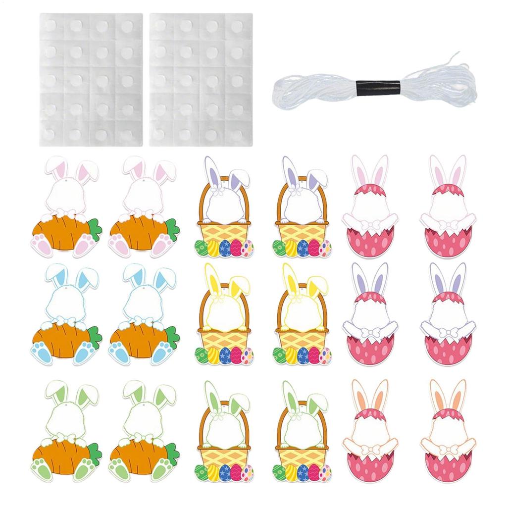 18pcs DIY Easter Bunny egg Decoration Photo Frames Paper Easter Party Decoration Photo Frames Spring Decor With Adhesive Tape