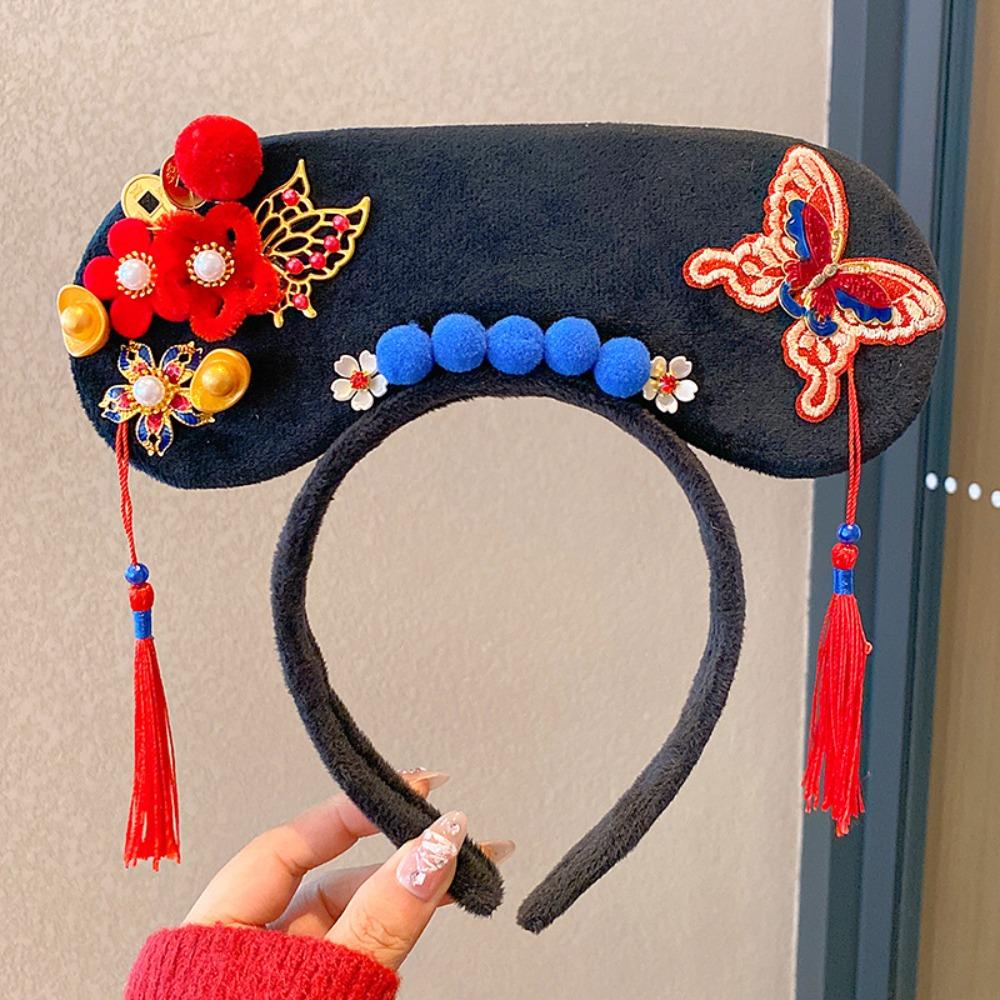 Velvet Bow Ancient Style Gege Headband Flower Hanfu Headwear Chinese Style Headwear  Children