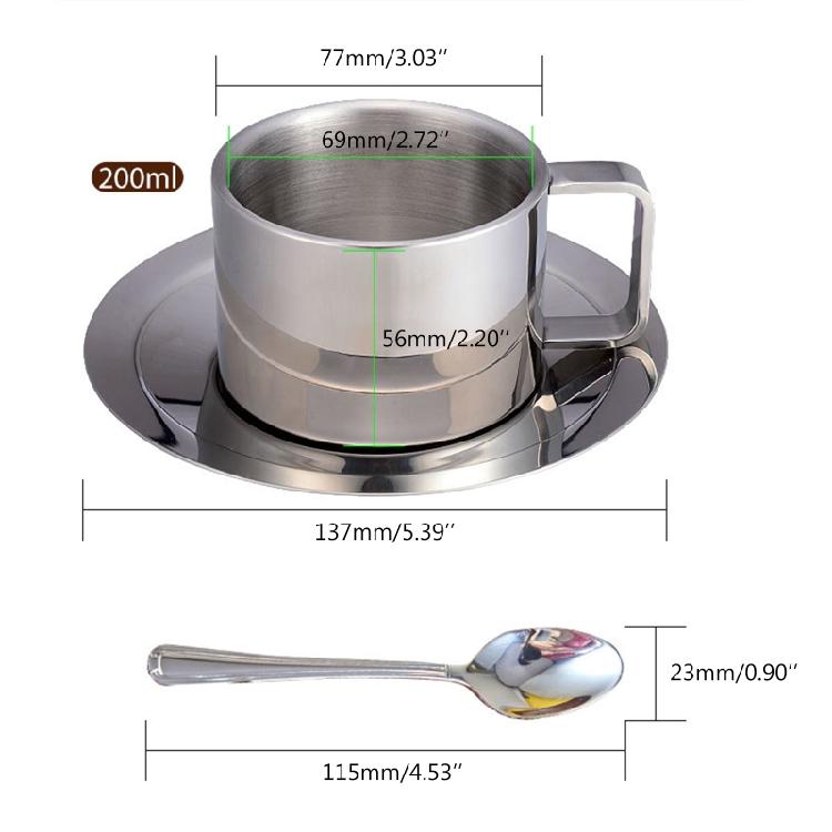 Double Walls Insulated Coffee Mugs with Saucer and Spoon for Home Hot Milk