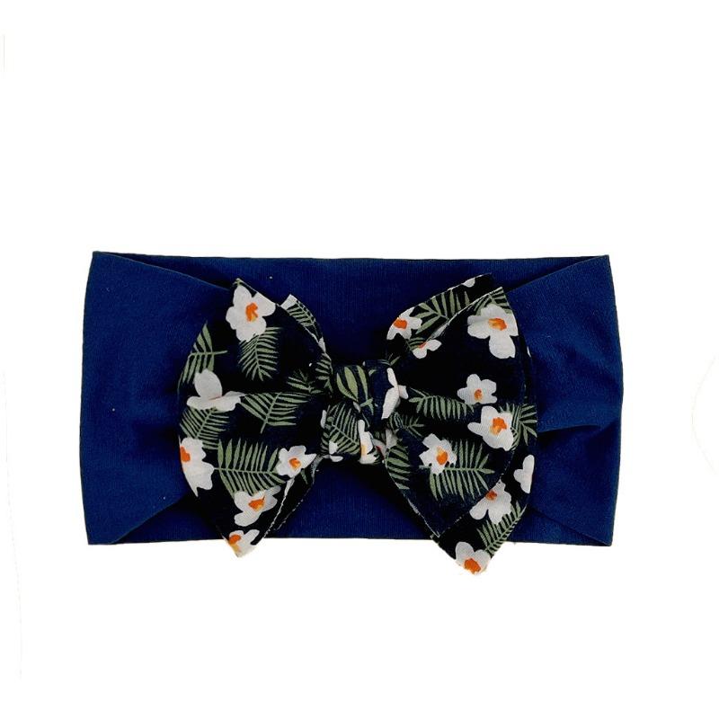baby new children's hair accessories cute baby floral seamless wide headscarf nylon bow baby headband