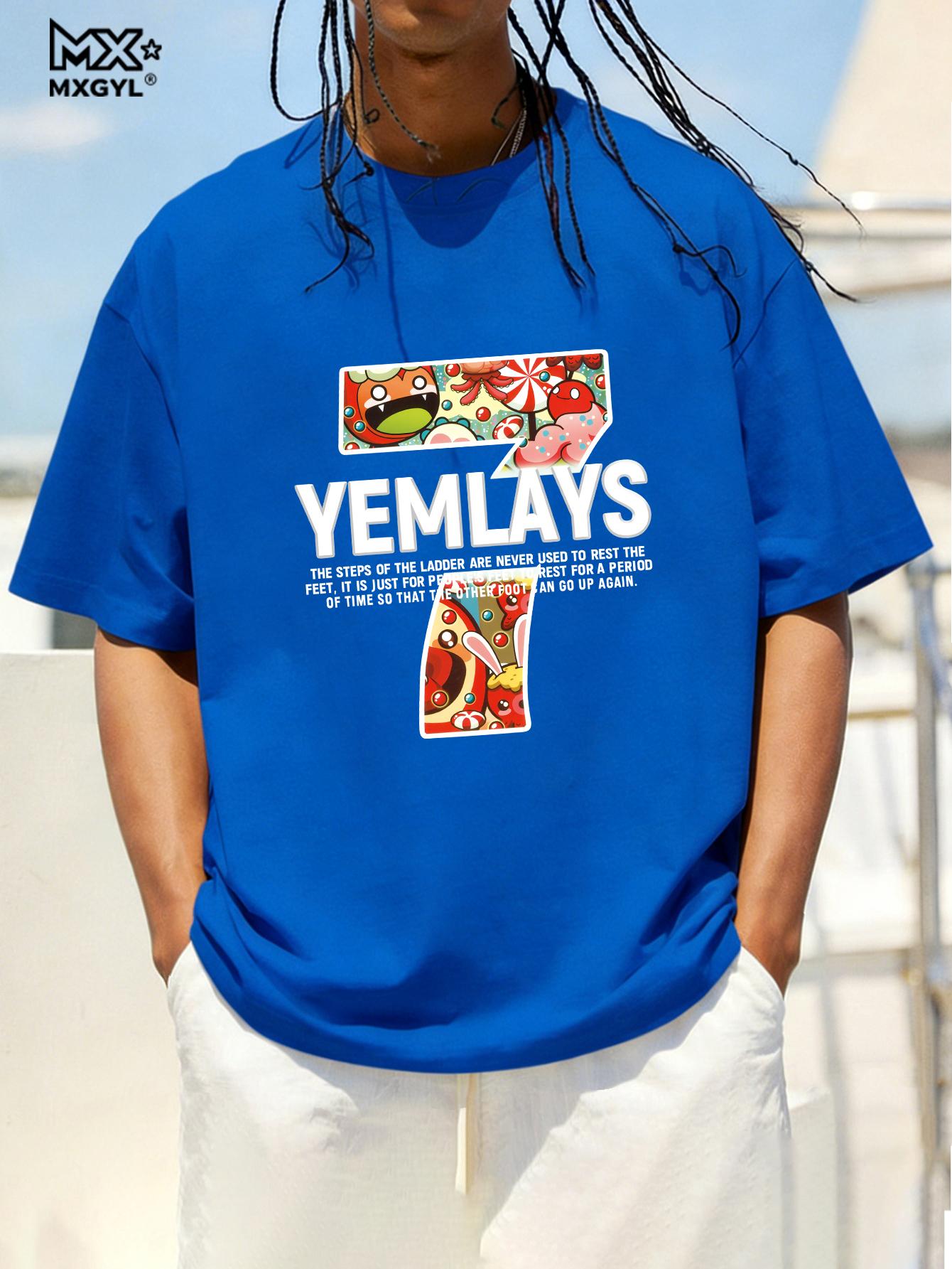 

2026 Summer Anime Cartoon Graphic T-shirt For Men Hip Hop Tee Shirts Chinese Style Oversized Cotton Short Sleeve Tops M синий