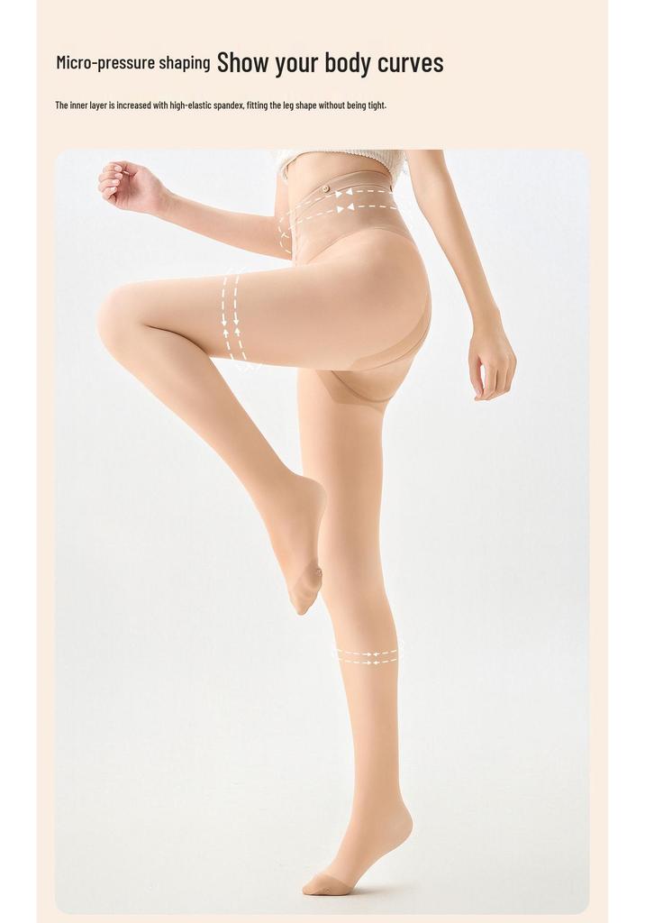 Double-Layer Sheer Tights: Thin for Spring/Autumn, Thick for Winter, Non-Pilling Natural Skin Tone Velvet Stockings.