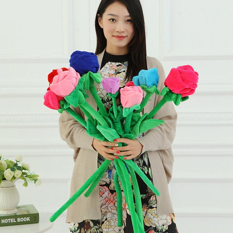 1 stuk Cartoon Roos Bloem Knuffel Zacht Pluche Speelgoed Valentijnsdag Cadeau Voor Meisjes