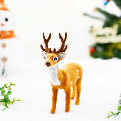 Cartoon Craft Desktop Model Xmas New Year Reindeer Ornament Simulation Deer Miniature Figurine Christmas Decoration