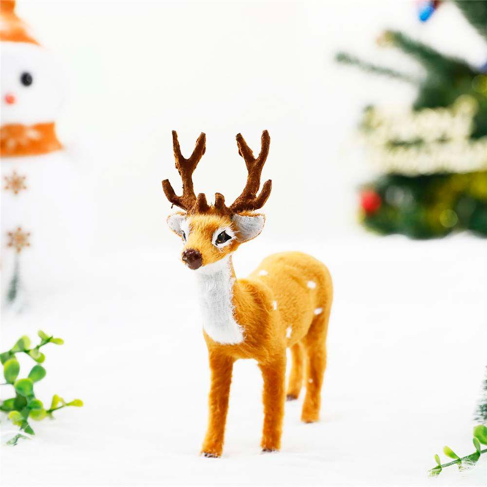 Desktop Model Elk Plush Christmas Decoration Reindeer Ornament Miniature Figurine Simulation Deer