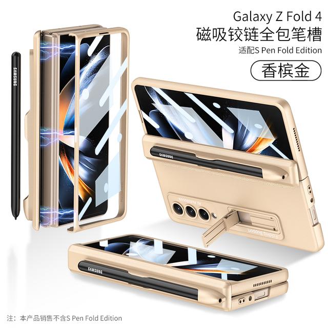 Custodia Porta Penna con Cerniera Magnetica Per Samsung Galaxy Z Fold 4 5g Fold 4 Supporto Stand Custodia Rigida Copertura Slot Laterale per Penna (Nessuna S Pen )