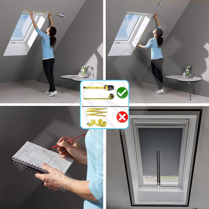 Neues Fenster-Fliegengitter mit Reißverschluss und unsichtbarem Fiberglas - Individuell anpassbare Größe Schwarzes Netz Sommer Schutz vor Mücken und Fliegen